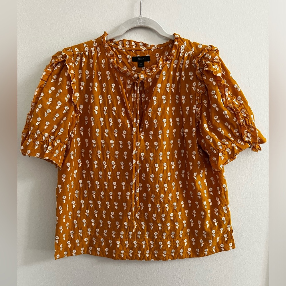 J Crew cotton embroidered blouse, size M